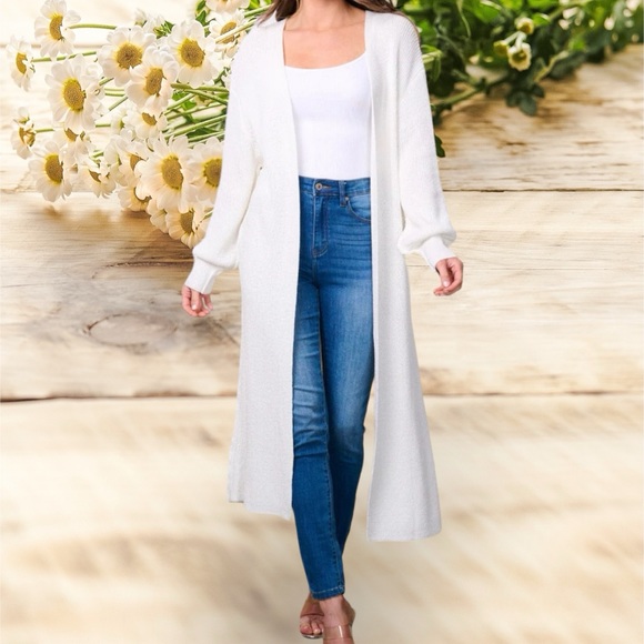 EDIT BY NINE White open front cardi sz S M L - Picture 2 of 7